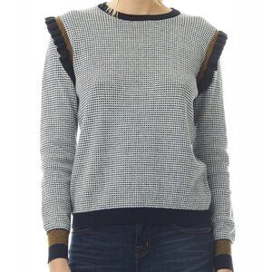 MAAC London IONIC Sweater Ruffle Shoulder Wool Blend Statement - Small